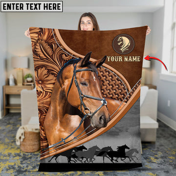 Uni Custom Name Warmblood Horse Carving Pattern 3D Blanket