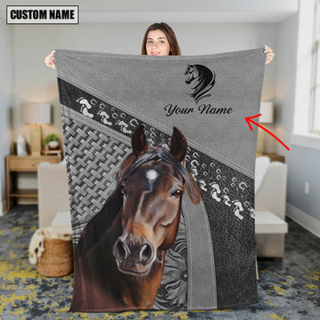 Uni Custom Name Horse Lovers Carving Pattern 3D Blanket