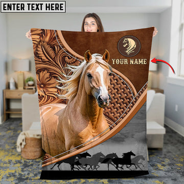 Uni Custom Name Palomino Horse Carving Pattern 3D Blanket