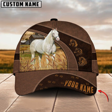 Uni Horse Lovers Leather Pattern Personalized Name Cap