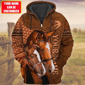 Uni Custom Name Brown Horse Lovers 3D Hoodie