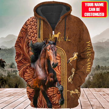 Uni Custom Name Brown Horse Lovers 3D Hoodie