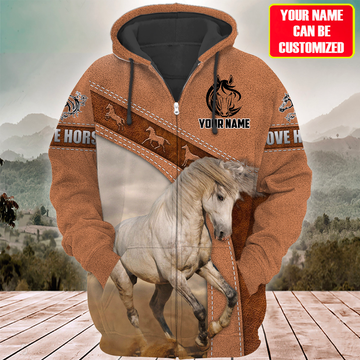 Uni Custom Name White Horse Lovers 3D Hoodie