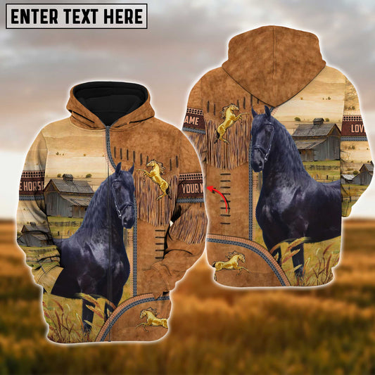Uni Custom Name Farm Horse Lovers 3D Printed Hoodie