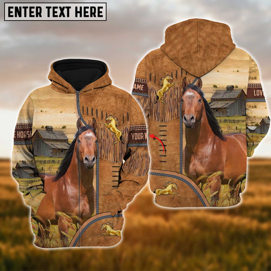Uni Custom Name Farm Horse Lovers 3D Printed Hoodie