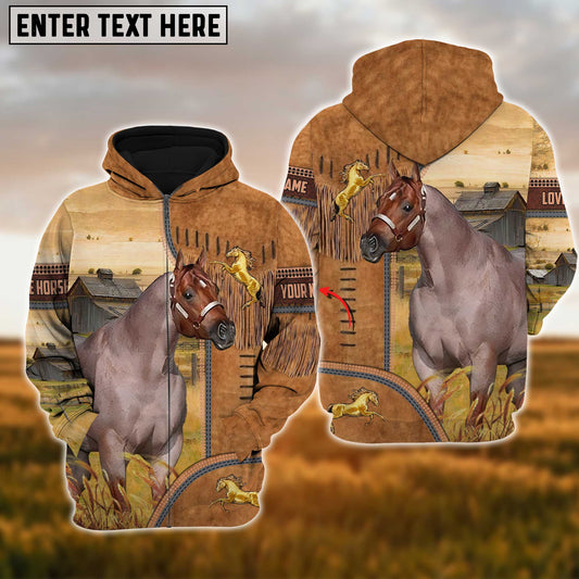 Uni Custom Name Farm Horse Lovers 3D Printed Hoodie