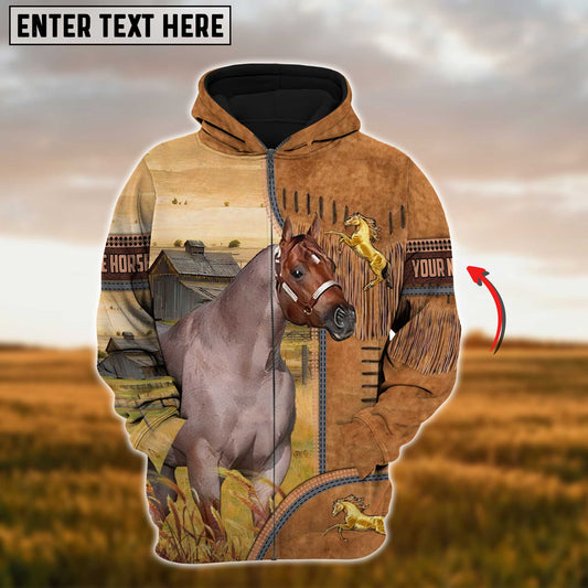 Uni Custom Name Farm Horse Lovers 3D Printed Hoodie