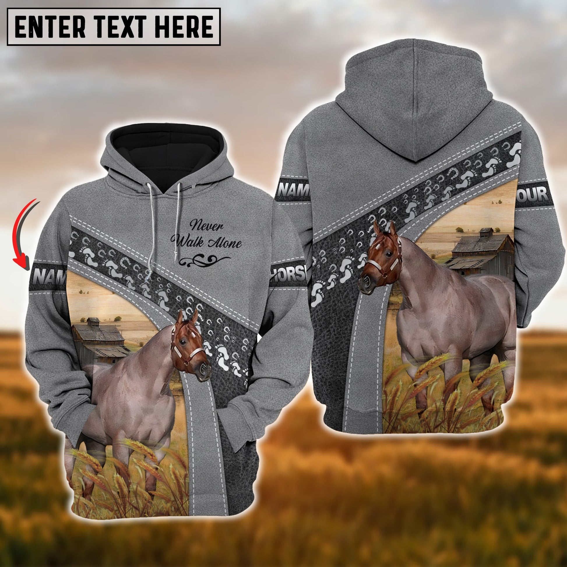 Uni Custom Name Farm Horse Lovers 3D Printed Hoodie