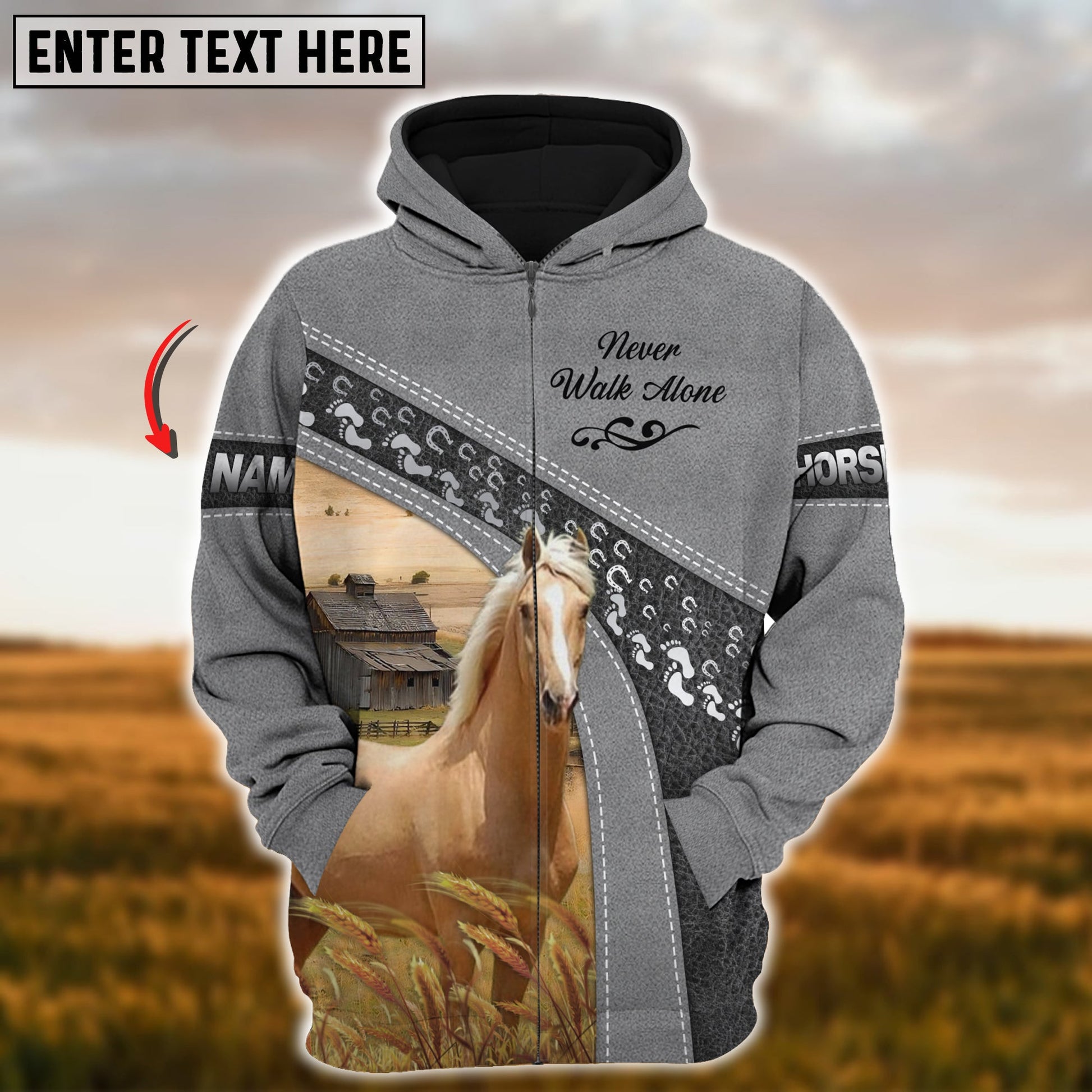 Uni Custom Name Farm Horse Lovers 3D Printed Hoodie