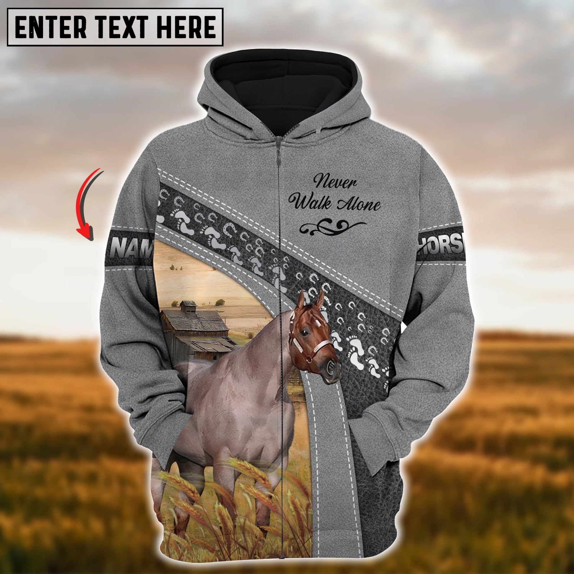 Uni Custom Name Farm Horse Lovers 3D Printed Hoodie