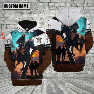 Uni Cowboy Custom Name Horse Lovers 3D Hoodie