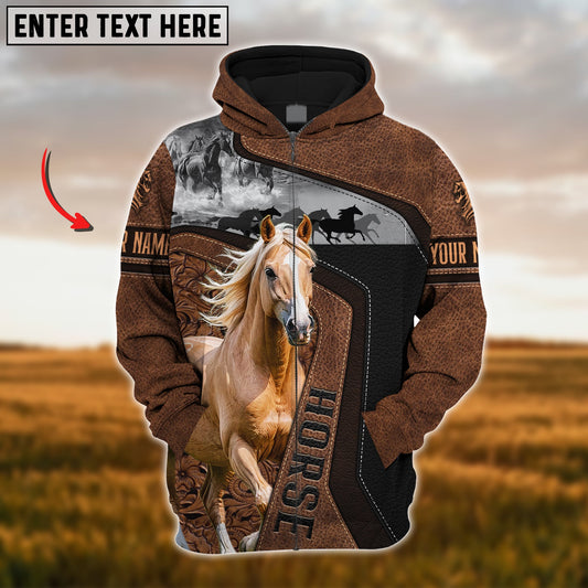 Uni Custom Name Palomin Horse Leather Pattern 3D Hoodie