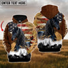 Uni Custom Name USA Flag Friesian Horse 3D Hoodie