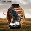 Uni Custom Name USA Flag Friesian Horse 3D Hoodie