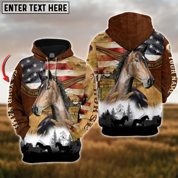 Uni Custom Name USA Flag Hackney Horse 3D Hoodie