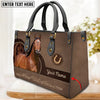 Unijames American Quarter Horse Never Walk Alone Custom Name 3D Leather Handbag