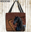 Unijames Friesian Horse Carving Leather Pattern Custom Name 3D Tote Bag