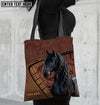Unijames Friesian Horse Carving Leather Pattern Custom Name 3D Tote Bag