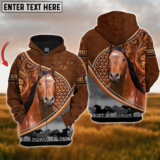 Uni Custom Name American Quarter Horse Never Walk Alone 3D Hoodie
