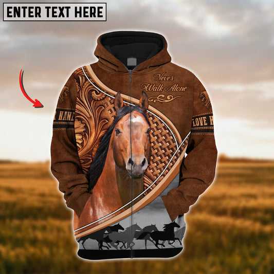 Uni Custom Name American Quarter Horse Never Walk Alone 3D Hoodie