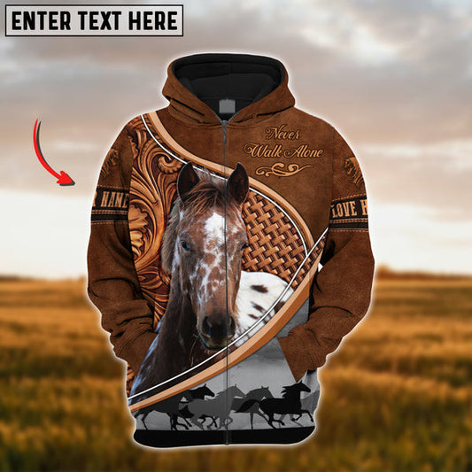 Uni Custom Name Appaloosa Horse Never Walk Alone 3D Hoodie