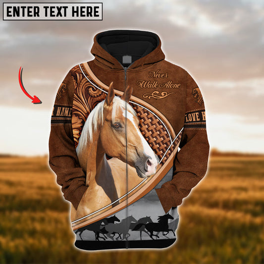 Uni Custom Name Palomino Horse Never Walk Alone 3D Hoodie