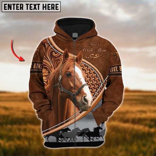 Uni Custom Name Thoroughbred Horse Never Walk Alone 3D Hoodie