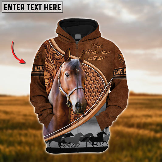 Uni Custom Name Morgan Horse Never Walk Alone 3D Hoodie