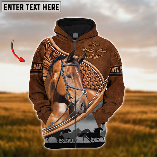Uni Custom Name Warmblood Horse Never Walk Alone 3D Hoodie