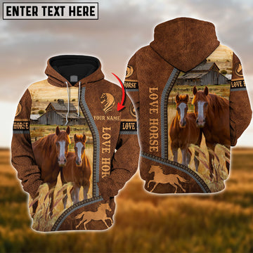 Uni Custom Name Farm Horse Lovers 3D Printed Hoodie