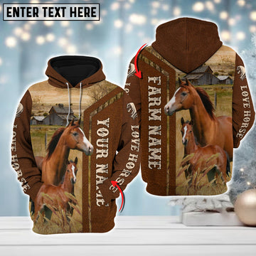 Uni Custom Name Farm Horse Lovers Merry Christmas 3D Printed Hoodie