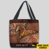 Unijames Horse Vintage Carving Leather Pattern Custom Name 3D Tote Bag