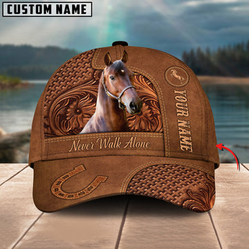 Uni Morgan Horse Carving Leather Pattern Custom Name 3D Classic Cap