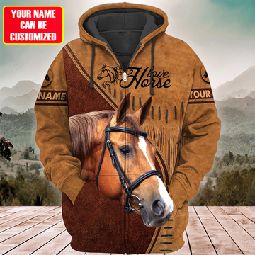 Uni Custom Name Horse Light Brown 3D Printed Hoodie