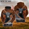 Uni Custom Name Black Angus Cattle Carving Leather Pattern 3D Hoodie