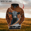 Uni Custom Name Black Angus Cattle Carving Leather Pattern 3D Hoodie