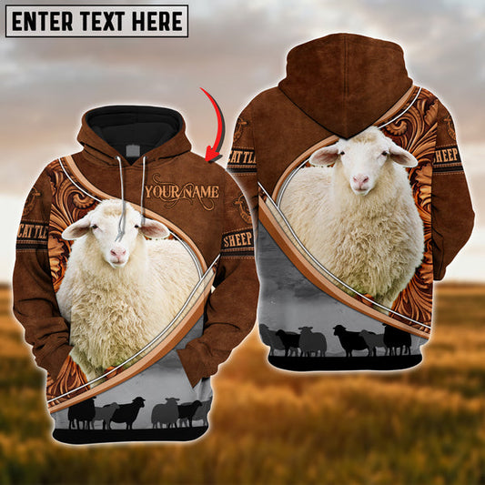 Uni Custom Name Sheep Cattle Carving Leather Pattern 3D Hoodie