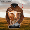 Uni Custom Name Texas Longhorn Cattle Carving Leather Pattern 3D Hoodie