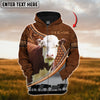 Uni Custom Name Hereford Cattle Carving Leather Pattern 3D Hoodie