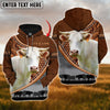 Uni Custom Name Charolais Cattle Carving Leather Pattern 3D Hoodie