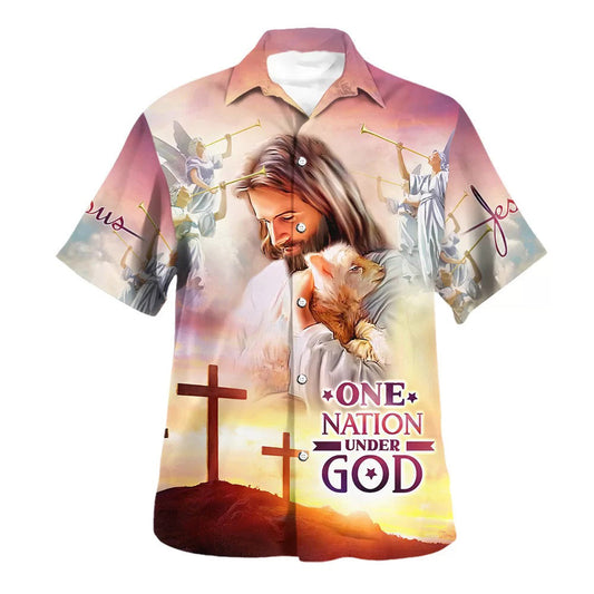 UniJames Lamb Of God Jesus Christ Hawaiian Shirt - One Nation Under God Hawaiian Shirts For Men & Women - Christian Hawaiian Shirt - Hawaiian Summer Shirts