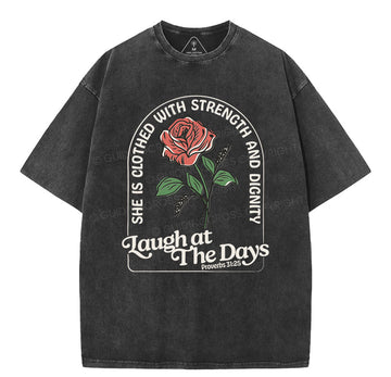 Laugh At The Days Christian Washed T-Shirt Sale - GuidingCross