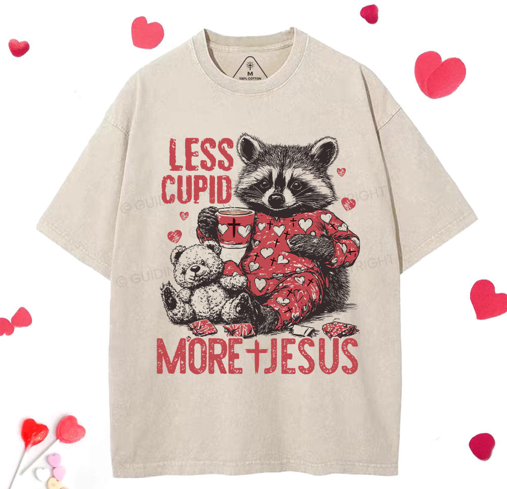 Less Cupid More Jesus Christian Washed TShirt  
