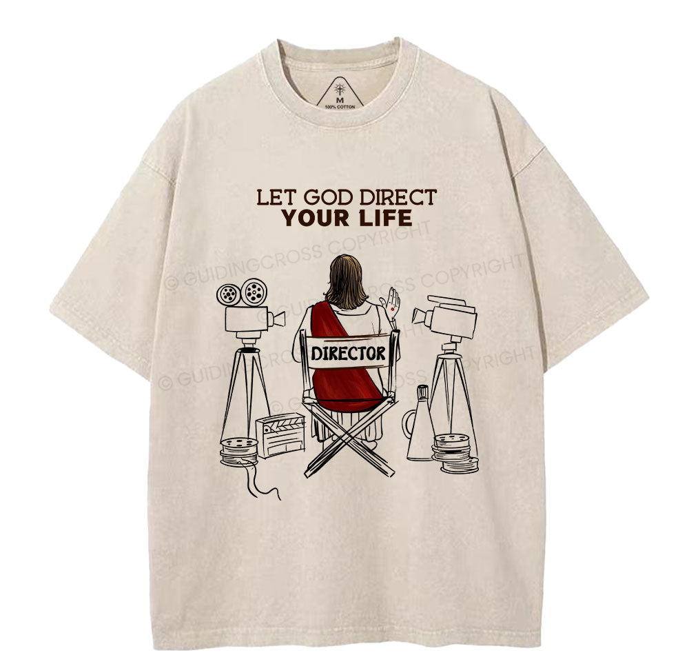Let God Direct Your Life Christian Washed TShirt  