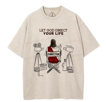 Let God Direct Your Life Christian Washed TShirt  