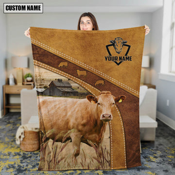 Uni Personalized Name Limousin Brownie Background Blanket