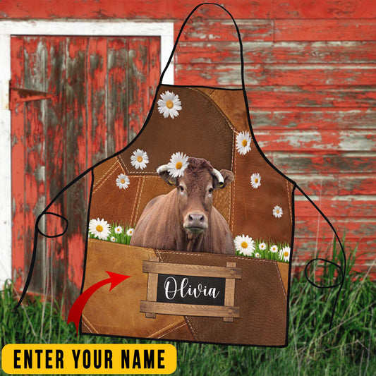 Uni Personalized Name Limousin Cattle All Over Printed 3D Apron