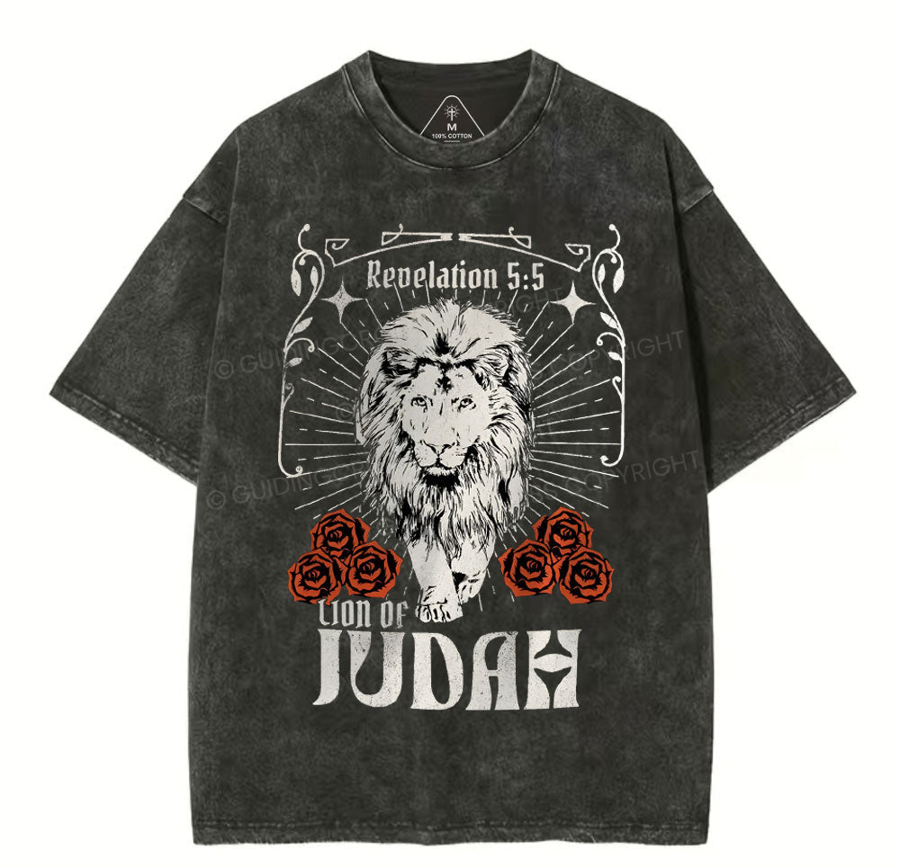 Lion Of Judah Christian Washed T-Shirt Sale - GuidingCross