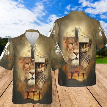 UniJames Lion Jesus Faith Hawaiian Shirt - Christian Hawaiian Shirts For Women Men