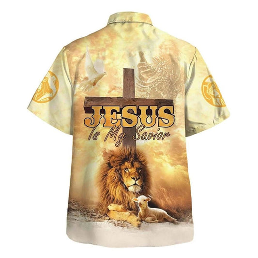 Unique Lion Jesus Is My Savior Cross Hawaiian Shirt